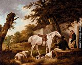 Resting Paintings - Travellers Resting Outside The Bell Inn by George Morland